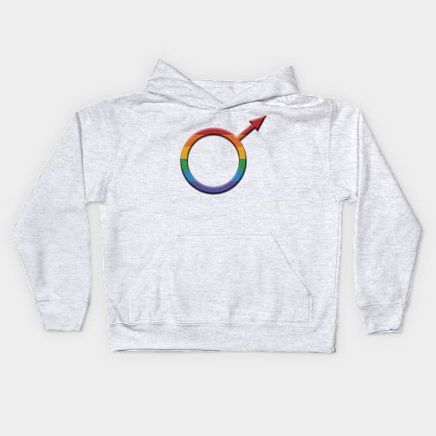 Rainbow Colored Round Gay Pride Male Gender Symbol Kids Hoodie by LiveLoudGraphics